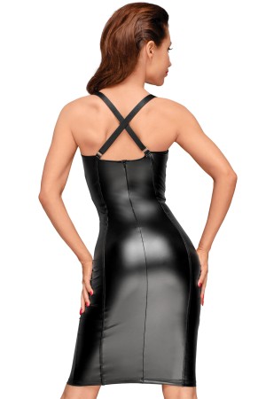 Powerwetlook Kleid mit elastischen Einsätzen in der Hüfte und Brustbereich  F180 von Noir Handmade Decadence Collection