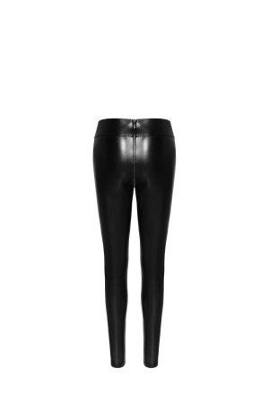 F274 Leggings effetto bagnato serpente con cerniera - S