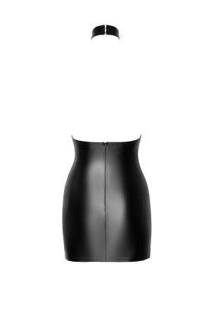 F311 Eros mini halter dress of flocked mesh and wetlook - M