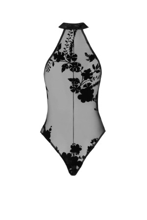 F314 Ego flocked mesh halter bodysuit - 3XL