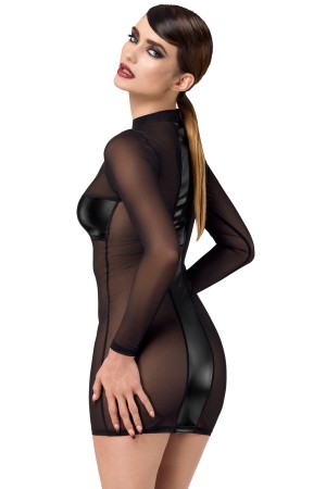 F369 Crossfire Netz und Wetlook Minikleid von Noir Handmade