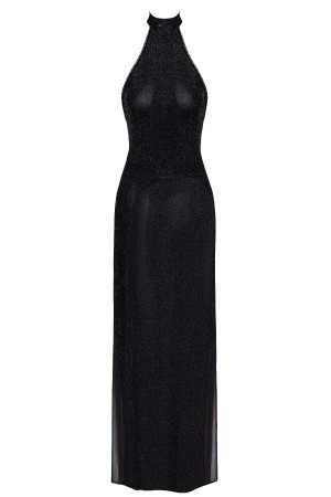 F372 langes Kleid Onyx Twin-slit - XS