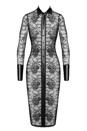 F376 halblanges Kleid Noirelle aus Spitze - XS