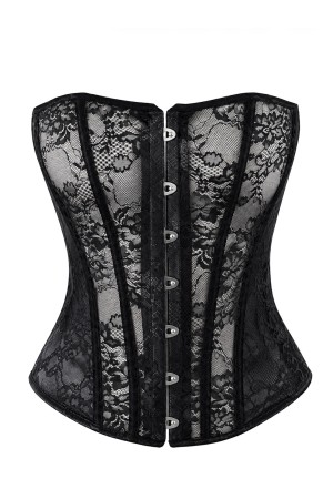 F406 One More Kiss  Lace & Powerwetlook Corset - XS