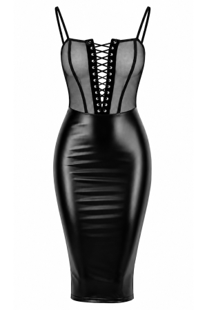 F408 Do Not Disturb Lace-Up Midi Kleid - XS