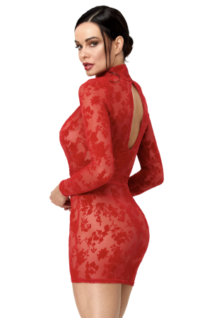 F415 Lovebite Plunging V Mini Dress von Noir Handmade
