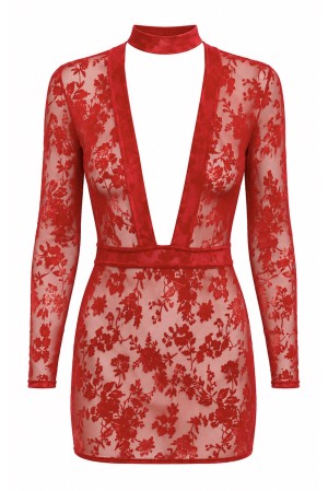 F415 Lovebite Plunging V Mini Dress - XS