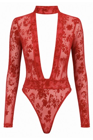 F416 Lovebite Plunging V Bodysuit - XS