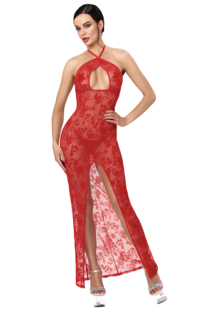 F418 Plaything Maxi Dress rot von Noir Handmade