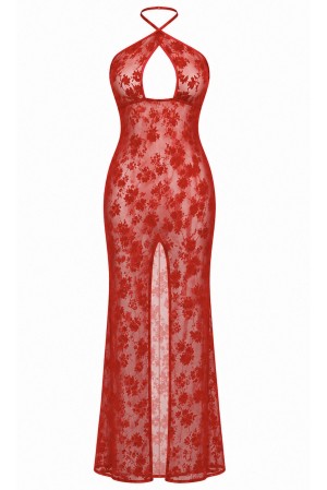 F418 Plaything Maxi Dress rot - XS
