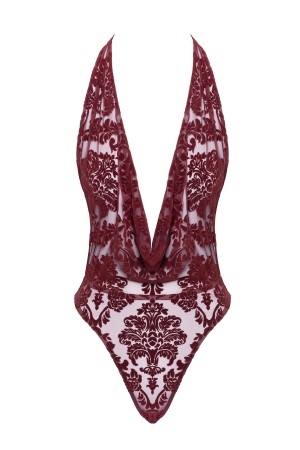 F386 Kink Royal cascade bodysuit red - XS