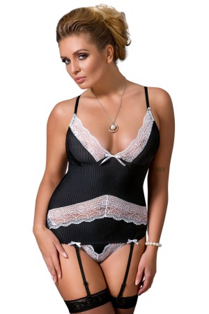 black/white Corset Camille by Passion Plus Size