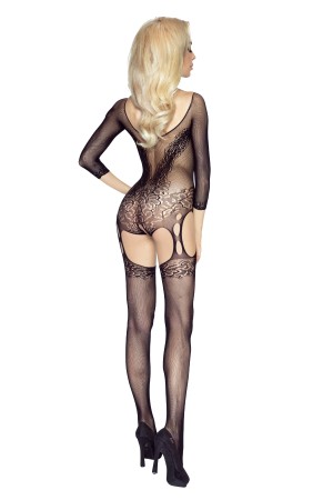 schwarzes Netz-Catsuit ouvert PR4926, Bodystocking von Provocative