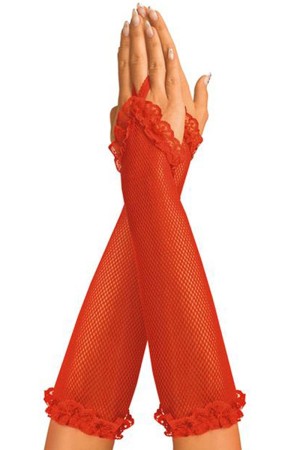 red gloves made of net