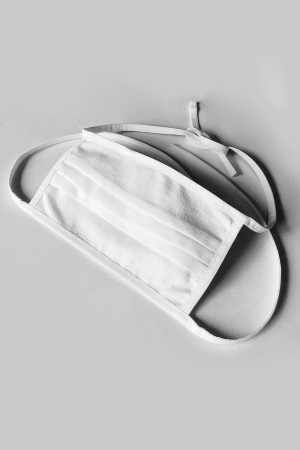 Baumwollmaske 2-lagig zum binden und mit Filtertasche weiß - STANDARD 100 by OEKO-TEX